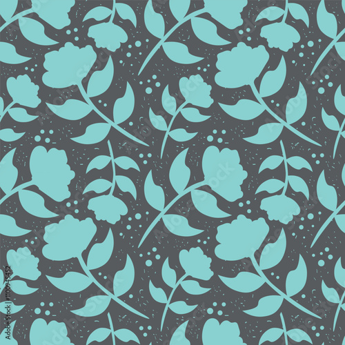 Trendy Floral pattern in the many kind of flowers. Tropical botanical Motifs scattered random. Seamless vector texture. Printing with in hand drawn style on dark background