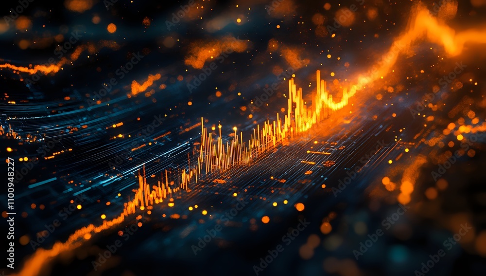 Naklejka premium Abstract Data Visualization: Network, Technology, and Digital Signals