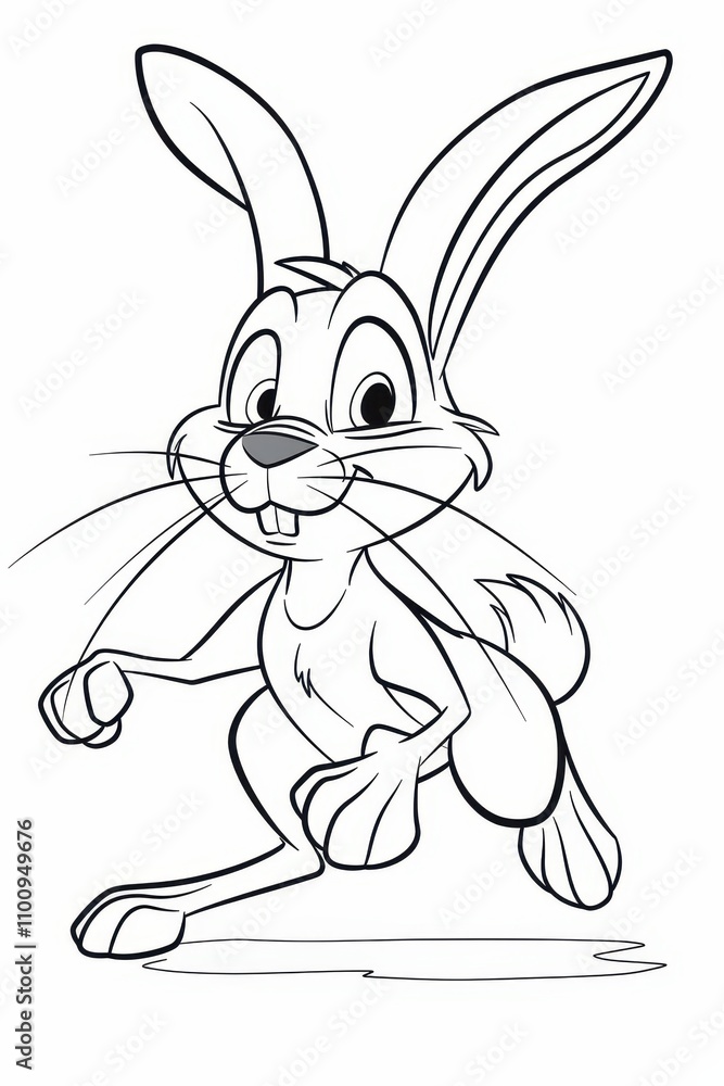 Obraz premium A Happy Cartoon Rabbit Running Quickly