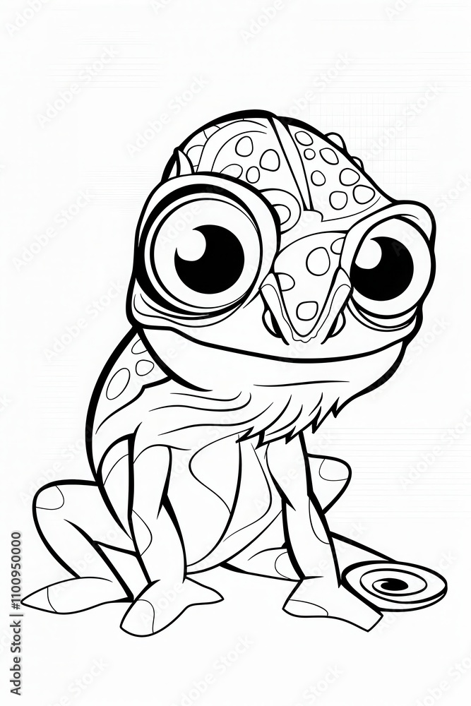 Adorable Cartoon Chameleon with Large Eyes Adorable Cartoon Chameleon with Large Eyes