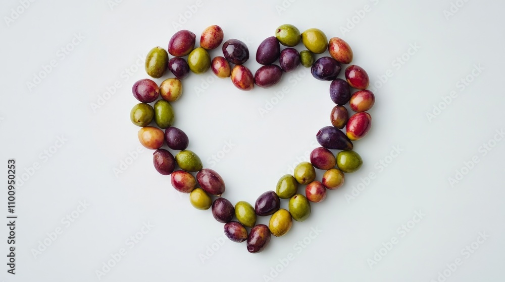 Obraz premium Heart-Shaped Olive Arrangement Symbolizing Love for Food