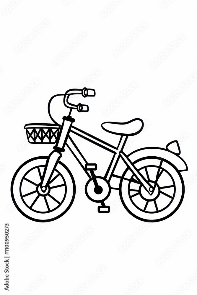 Fototapeta premium A childs bicycle with a front basket is shown