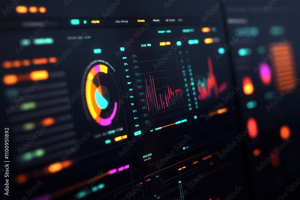 A vibrant digital dashboard displays colorful graphs and data visualizations, showcasing analytics and metrics in a modern interface. A vibrant digital dashboard displays colorful graphs and data visualizations, showcasing analytics and metrics in a modern interface.