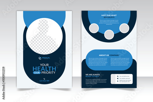 Modern A4 Two Page Flyer Design for Clinics and Hospitals