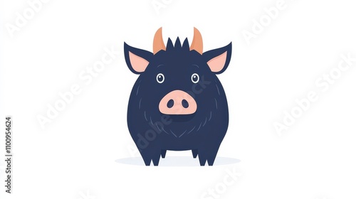 Obraz na płótnie Cute cartoon style black bull character with big round eyes w salonie