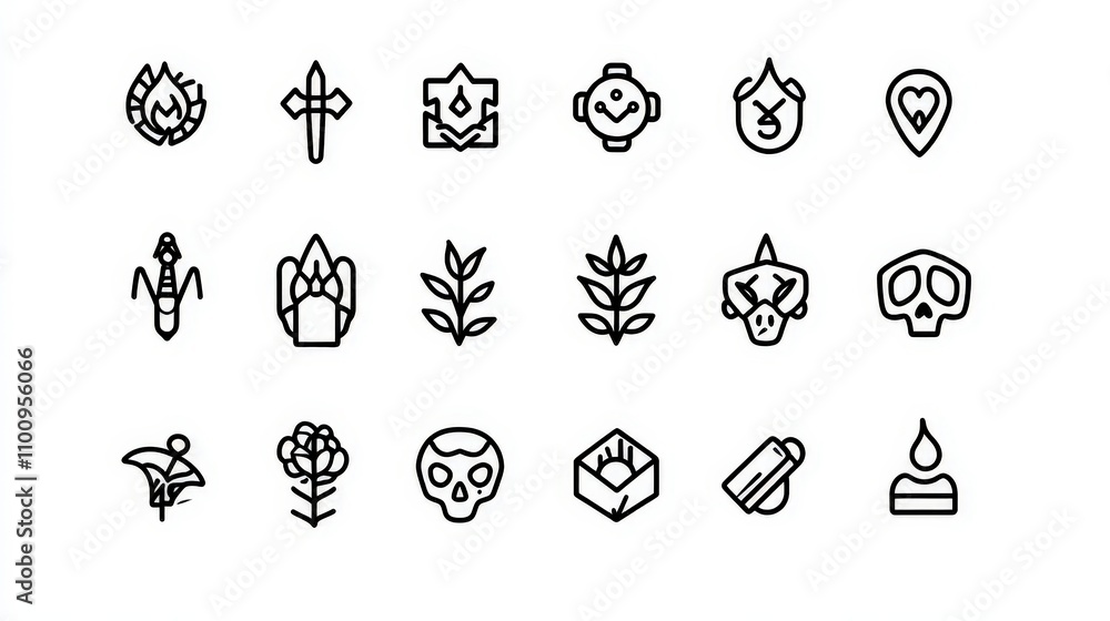 Fototapeta premium Collection of Minimalist Icons for Creative Design Projects