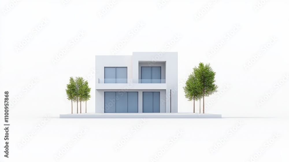 Modern Minimalist House with Clean Lines and Green Trees Modern Minimalist House with Clean Lines and Green Trees