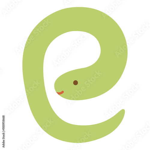 かわいい蛇文字で書いた緑色の巳