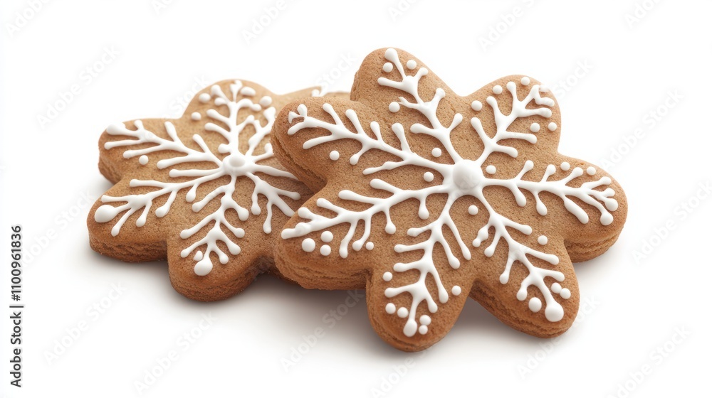 Christmas gingerbread cookies isolated on white background. AI generated image. Christmas gingerbread cookies isolated on white background. AI generated image.