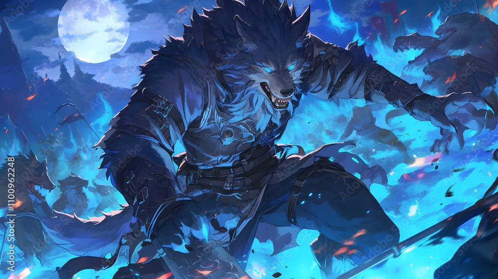 Fototapeta premium Anime Werewolf Fantasy
