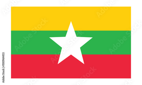 Burma flag transparent png. Symbol Burma ,template for banner,card,advertising ,promote, vector illustration