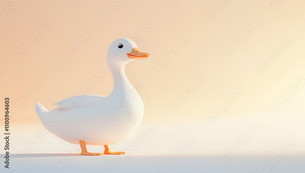 Adorable 3D Render of a White Duck Against a Soft Peach Background Adorable 3D Render of a White Duck Against a Soft Peach Background