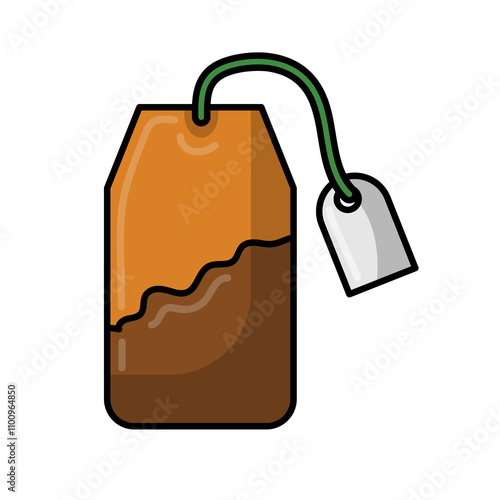 Tea bag icon flat vector illustration, tea bag clip art, teabag packaging symbol cartoon