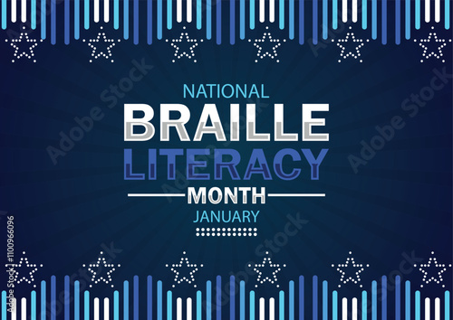 National Braille Literacy Month. January. Holiday concept. Template for background, banner, card, poster with text inscription. Modern Vector illustration