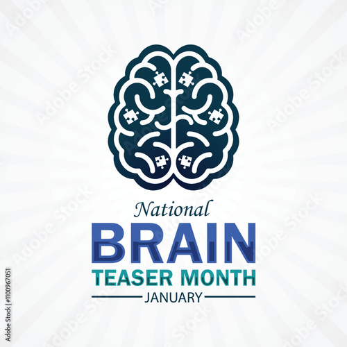 National Brain Teaser Month. January. Holiday concept. Template for background, banner, card, poster with text inscription. Modern Vector illustration