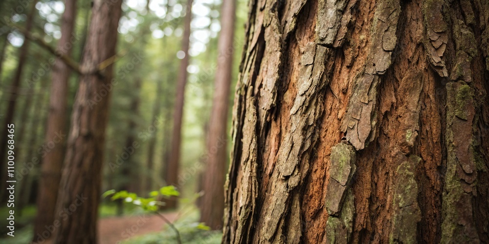 Obraz premium Close-up of a forest tree's bark with intricate patterns and textures, forest, landscape, tree bark, outdoors, organic