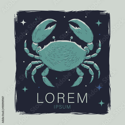 Celestial Crab Illustration with Stars in Dark Background photo