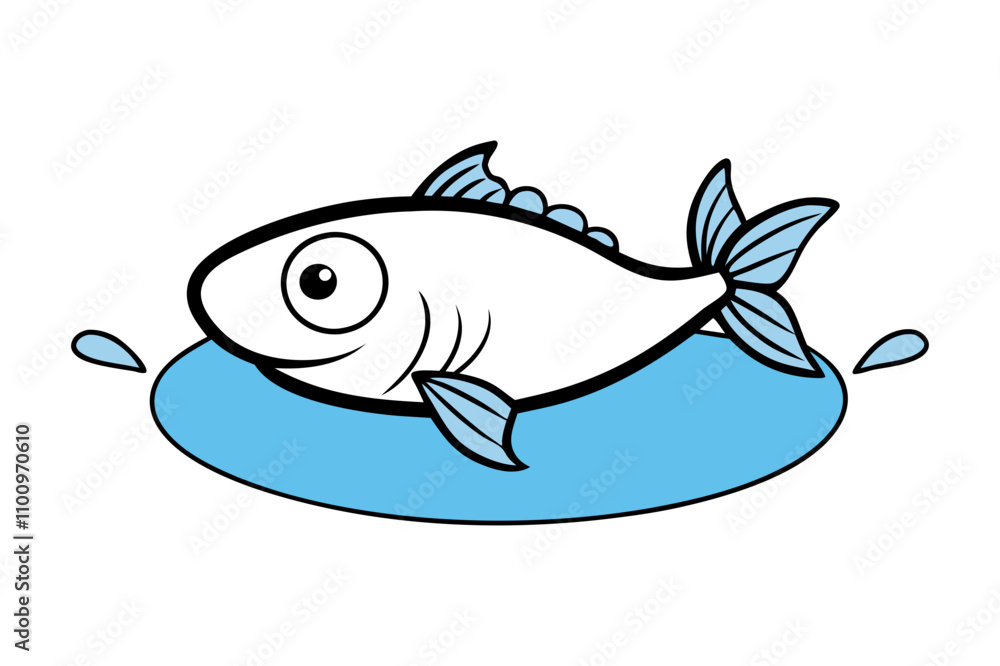 Fototapeta premium Fish with Plate vector art illustration