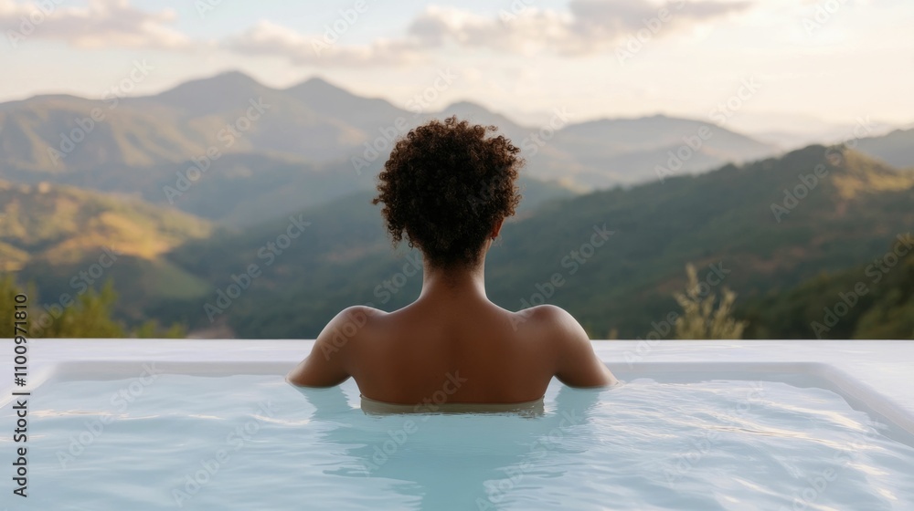 Fototapeta premium Serene African Spa Retreat Highlighting Wellness Practices and Stunning Natural Landscapes in a Tranquil Setting