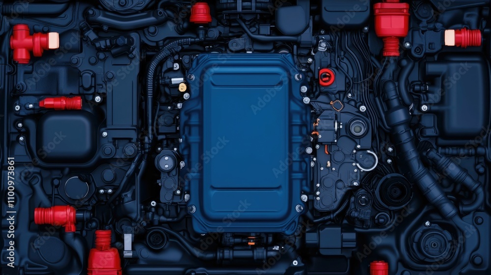 Fototapeta premium Professional Mechanic Carefully Fixing Car Engine Using Advanced Diagnostics and Tools in Well Equipped Auto Repair Workshop