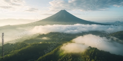 Clouds flowing across Tall mountain Time-lapse of clo photo