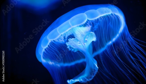 Blue Jellyfish in Aquatic Environment photo