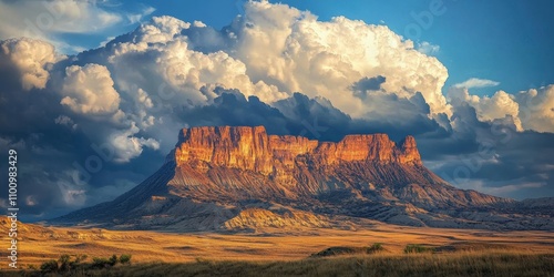 Dramatic cloud formations Rugged mountain landscape T photo