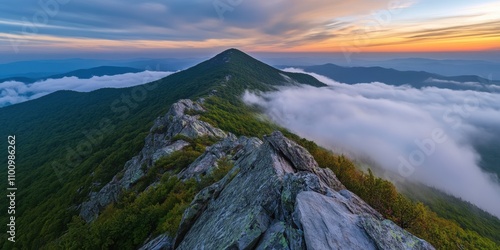 Expansive cloud cover Craggy mountain top Time-lapse 