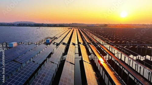 Aerial view of solar photovoltaic panels