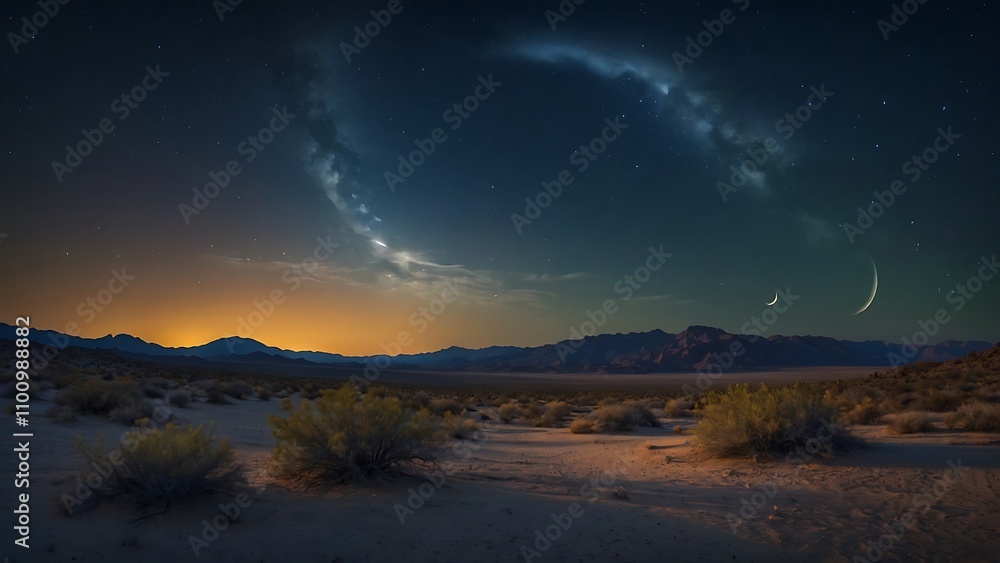 Fototapeta premium night view of the desert and beautiful sky