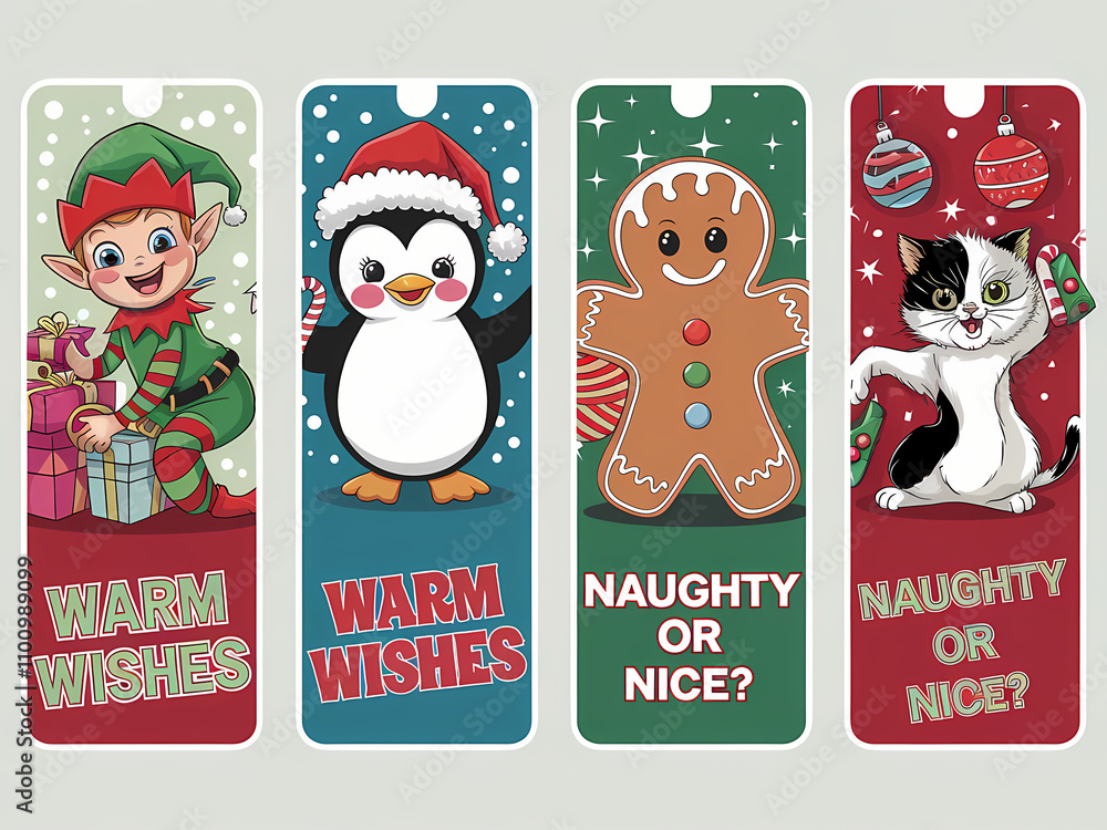 Fototapeta premium set of christmas bookmarks