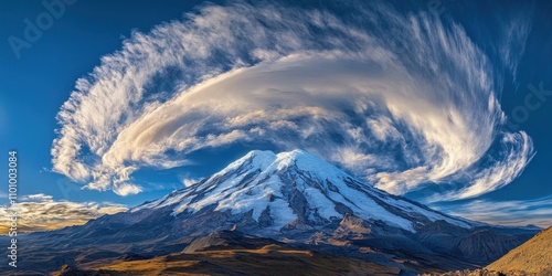 Whimsical clouds Snowy mountain top Time-lapse of clo photo