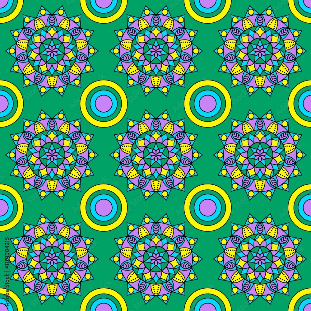 Fototapeta premium Seamless pattern with geometric flower design for fabric pattern and all print
