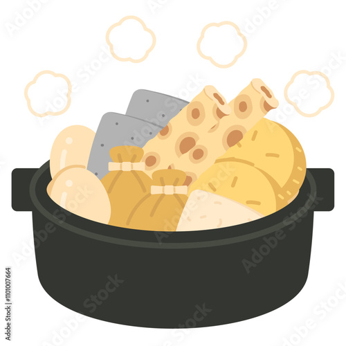 土鍋のおでんのイラスト