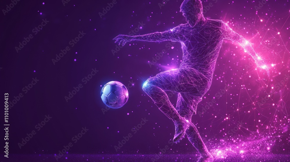 Abstract polygonal soccer player kicking ball. Abstract polygonal soccer player kicking ball.