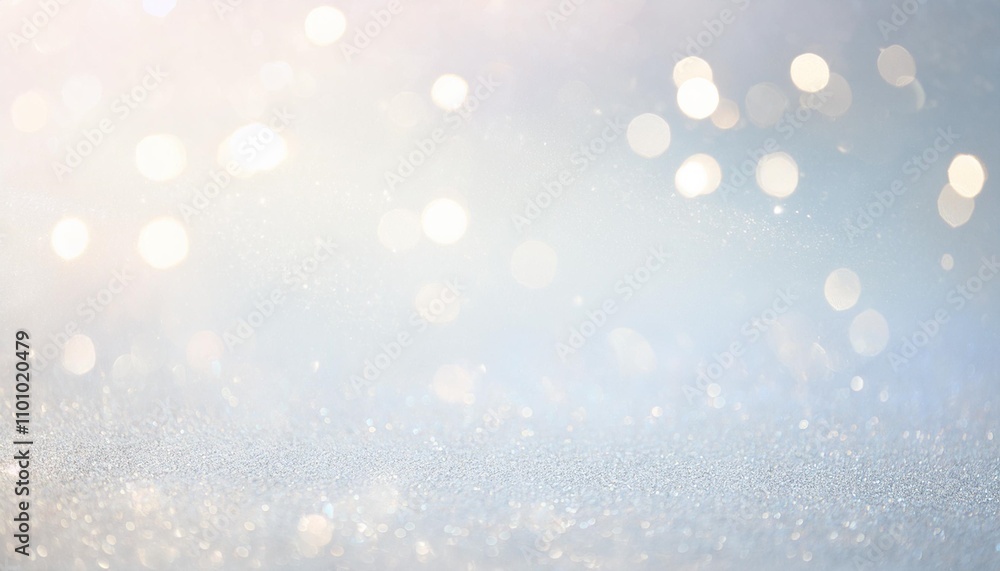 Obraz premium Silver background with glitter and bokeh lights, ideal for holiday cards and wallpapers
