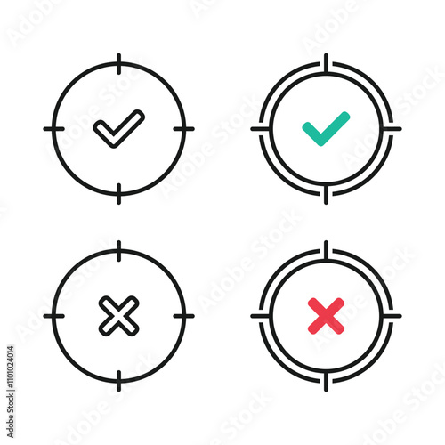 Target goal checkmark icon. illustration vector