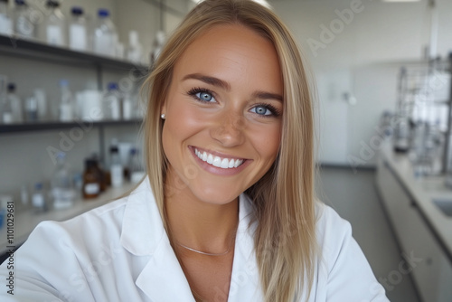 Behind the Scenes in Microbiology Selfie of a Smiling Scientist at Work.