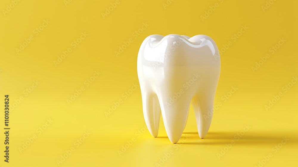 White tooth on yellow background White tooth on yellow background