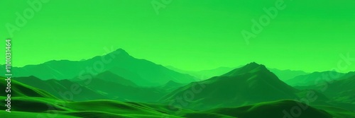 surreal environment with green gradient sky and mountains, sky, abstract, landscape