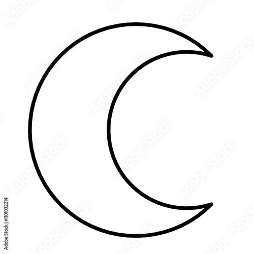 simple vector illustration of a crescent moon with smooth curves and minimalist styling