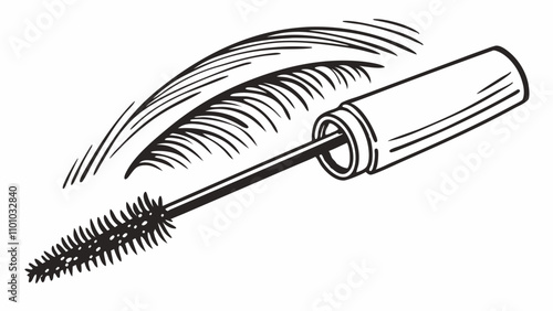 Mascara wand with detailed brush strokes