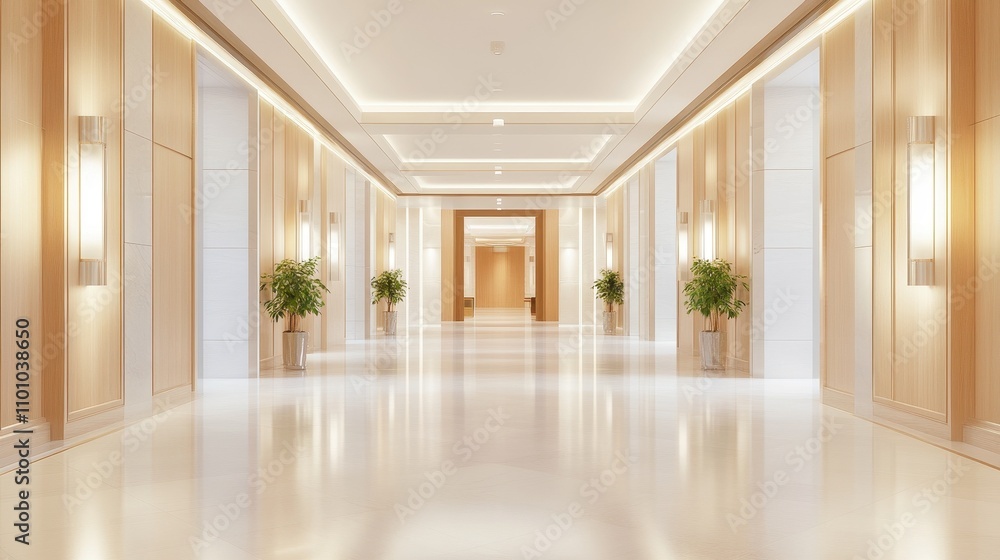 Obraz premium Luxurious and Elegant Hotel Lobby with Gleaming Marble Floors