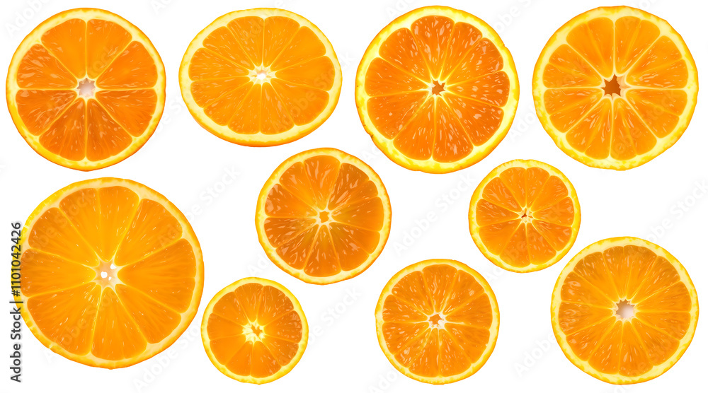 Fototapeta premium various orange slices on an isolated background
