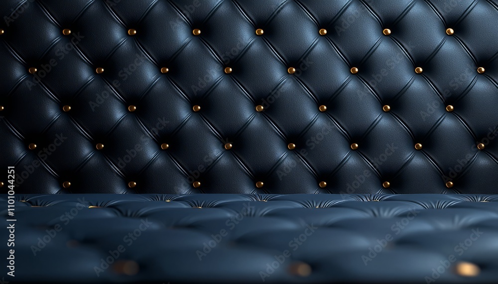 Obraz premium Deep Blue Leather Upholstery With Gold Buttons