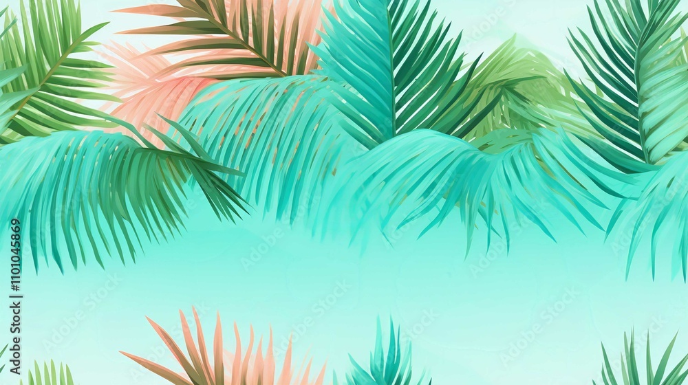 Obraz premium Tropical Palm Tree Illustration Isolated on a Summer Beach Landscape