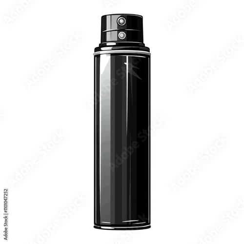 Glossy black aerosol spray can with a minimal design. Generative AI.