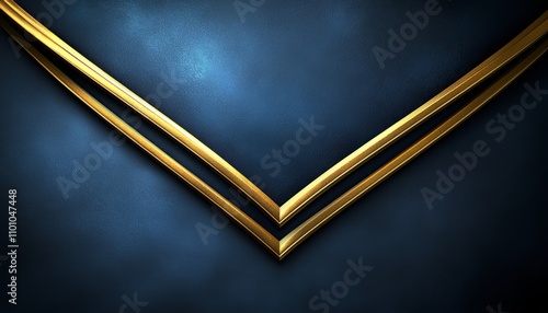 Abstract Blue Background With Golden V Shaped Lines