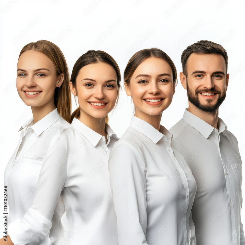 Happy Diverse Business Team Smiling Professionals White Shirts Portrait Happy Diverse Business Team Smiling Professionals White Shirts Portrait