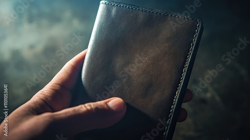 A Hand Holds a Dark Brown Leather Wallet photo